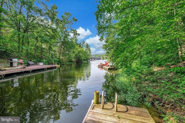 14906 Laurel Point Ln, Spotsylvania, VA 22551 - dock area featuring a water view and a wooded view