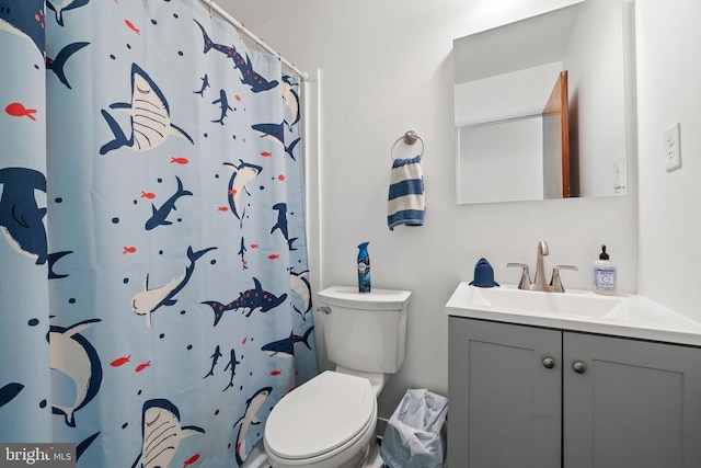 - full bath featuring vanity and a shower with curtain