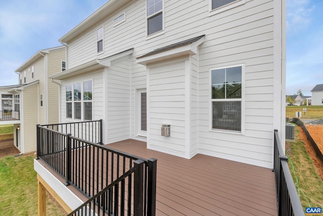 wooden terrace featuring central AC