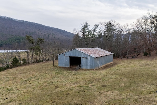 15745 Runions Creek Rd, Broadway, VA 22815 - view of pole building with a mountain view, a forest view, and a lawn