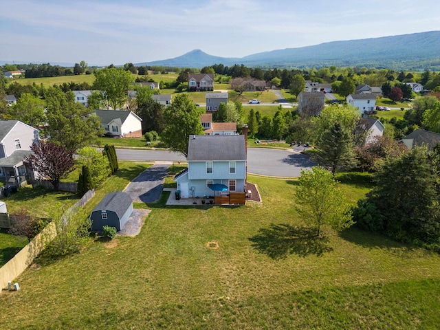 aerial perspective of suburban area with mountains
