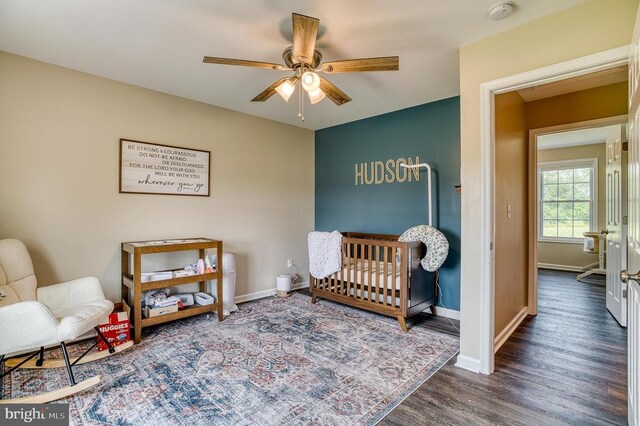 11400 Alvin Ln, Culpeper, VA 22701 - bedroom with wood finished floors, a nursery area, and a ceiling fan