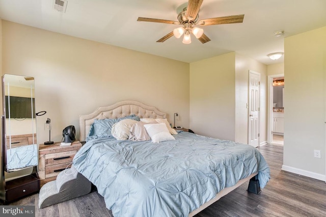 11400 Alvin Ln, Culpeper, VA 22701 - bedroom with wood finished floors, a ceiling fan, and connected bathroom
