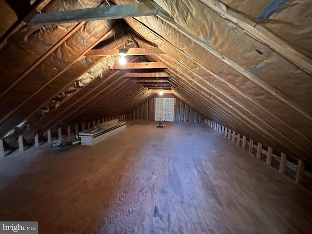 view of unfinished attic
