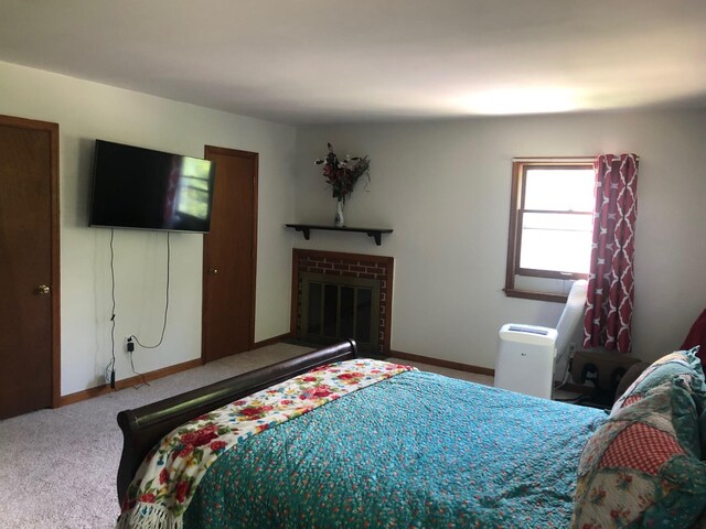 109 Cooper Dr, Stuarts Draft, VA 24477 - carpeted bedroom featuring baseboards and a fireplace