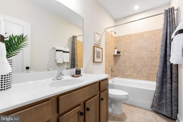 10103 N Streamview Ct, Fredericksburg, VA 22408 - full bath featuring vanity, shower / bathtub combination with curtain, toilet, and tile patterned flooring
