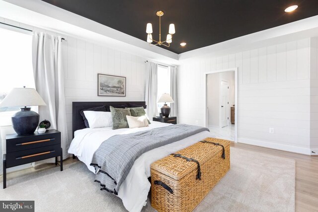 10103 N Streamview Ct, Fredericksburg, VA 22408 - bedroom with light wood-type flooring, a chandelier, baseboards, and recessed lighting