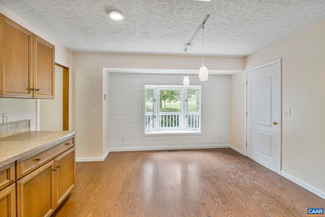 7 Spoon Ter, Palmyra, VA 22963 - unfurnished dining area featuring light wood-style floors, a textured ceiling, and track lighting