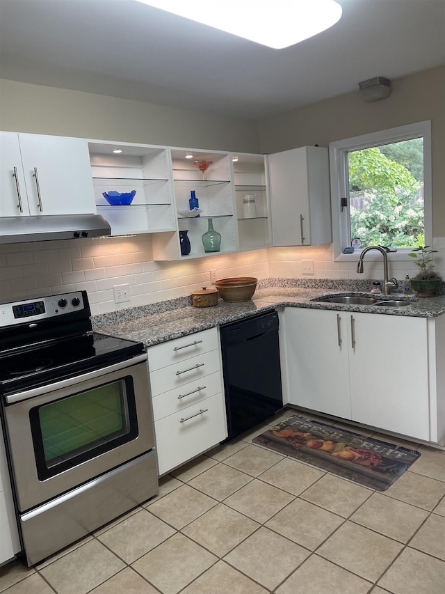 27 Shannon Pl Unit 27, Staunton, VA 24401 - kitchen featuring stainless steel range with electric cooktop, dishwasher, ventilation hood, and backsplash