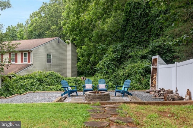  - view of yard with a fire pit and a patio area