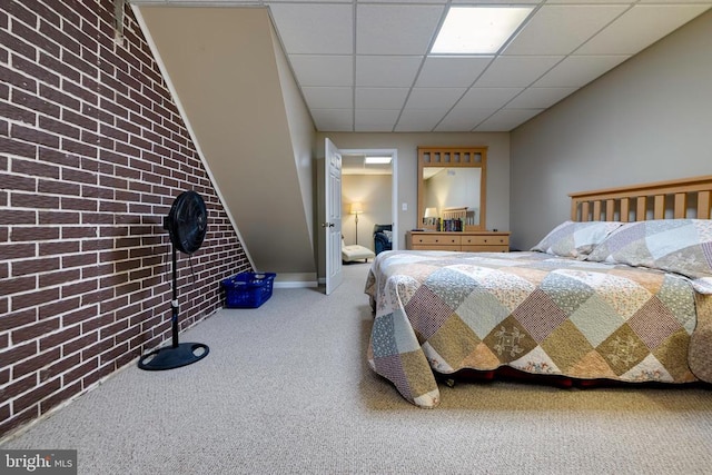 400 Fork River Rd N, Shenandoah, VA 22849 - bedroom with carpet, brick wall, and a paneled ceiling