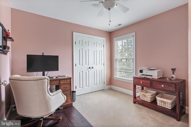 52 N St, Warrenton, VA 20186 - carpeted office space featuring ceiling fan and baseboards