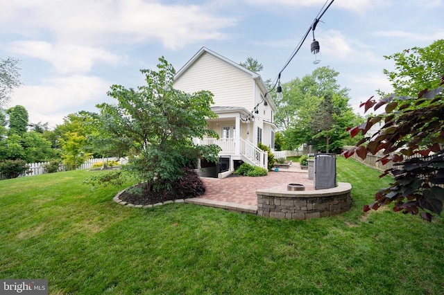 52 N St, Warrenton, VA 20186 - rear view of property with a patio area, a fire pit, and stairway