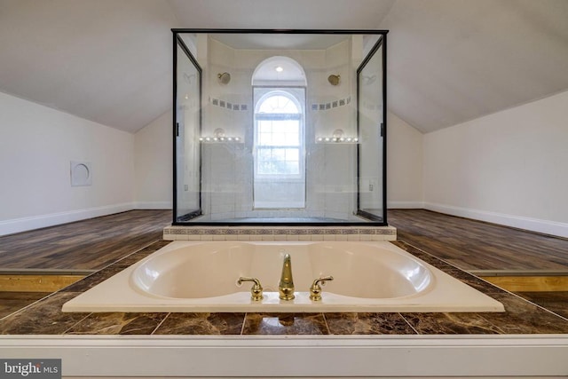 369 Eldon Yates Dr, Stanley, VA 22851 - full bath featuring lofted ceiling and a bath