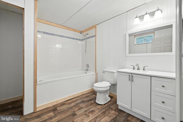 369 Eldon Yates Dr, Stanley, VA 22851 - full bathroom with bathing tub / shower combination, vanity, and wood finished floors