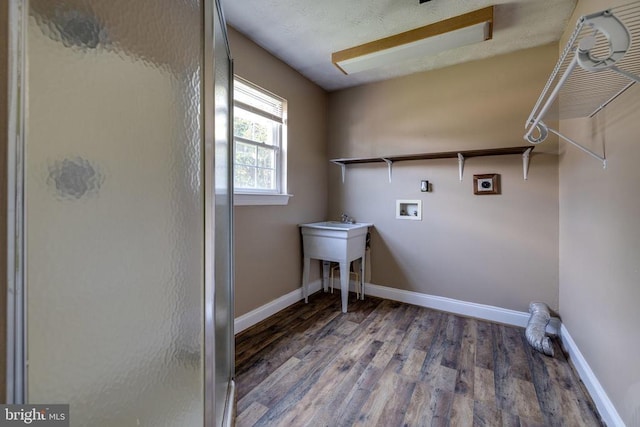 369 Eldon Yates Dr, Stanley, VA 22851 - laundry area with washer hookup, wood finished floors, and electric dryer hookup