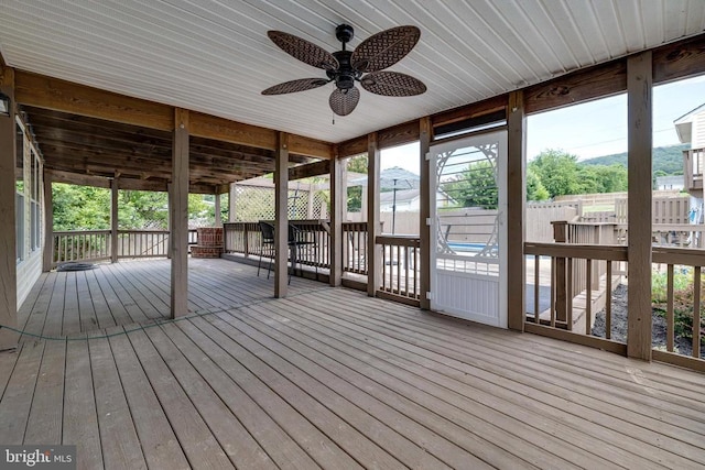 369 Eldon Yates Dr, Stanley, VA 22851 - unfurnished sunroom featuring a ceiling fan and plenty of natural light