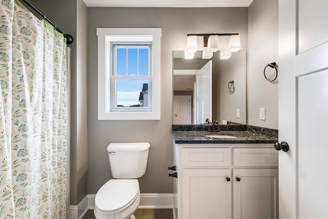 17 Mcilwee Ln, Staunton, VA 24401 - full bathroom with baseboards, vanity, toilet, and a shower with shower curtain