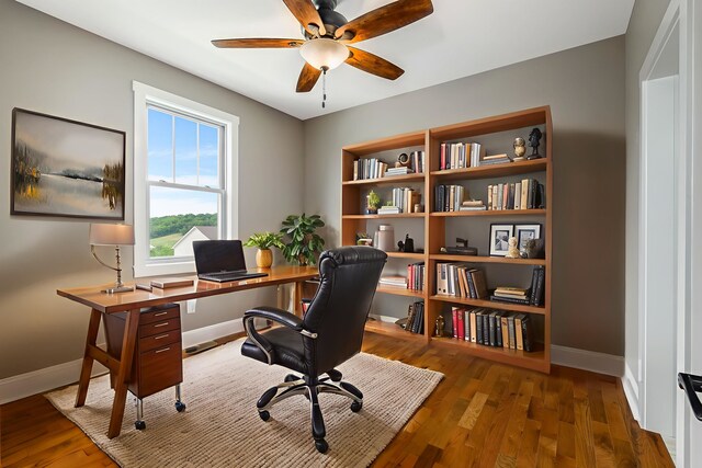 17 Mcilwee Ln, Staunton, VA 24401 - home office with wood finished floors and a ceiling fan