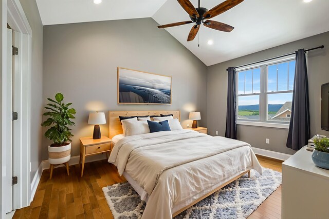17 Mcilwee Ln, Staunton, VA 24401 - bedroom featuring vaulted ceiling, wood finished floors, recessed lighting, and a ceiling fan