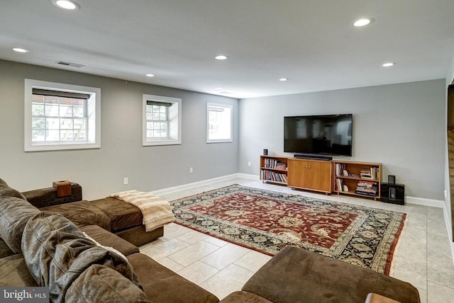 12400 Eustace Dr, Bumpass, VA 23024 - living room with recessed lighting, light tile patterned floors, and baseboards