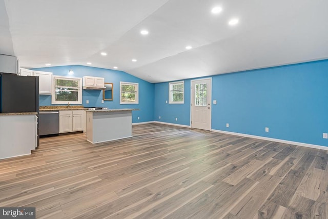 236 Laurel Dr, Madison, VA 22727 - unfurnished living room with light wood-style flooring, lofted ceiling, plenty of natural light, and recessed lighting