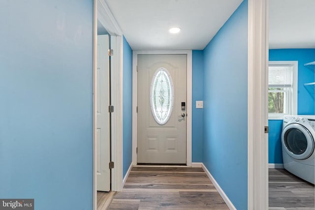 236 Laurel Dr, Madison, VA 22727 - entryway with washer / dryer and wood finished floors