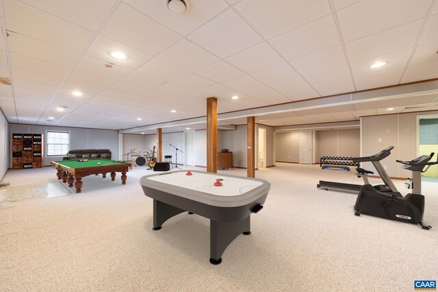 278 Foxmoor Rd, Troy, VA 22974 - rec room featuring billiards, carpet floors, and recessed lighting