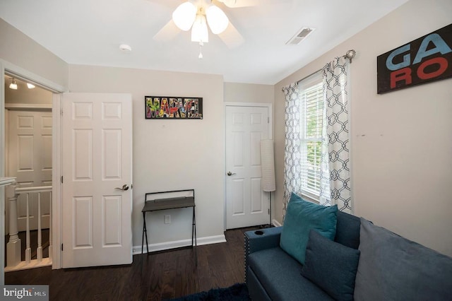 11714 Falcon Ridge Dr, Fredericksburg, VA 22407 - sitting room with ceiling fan, wood finished floors, and baseboards