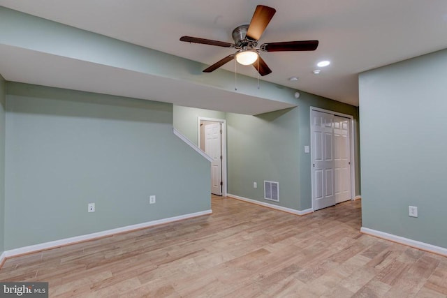 2018 Silver Bell Ct, Culpeper, VA 22701 - below grade area featuring wood finished floors, ceiling fan, and recessed lighting