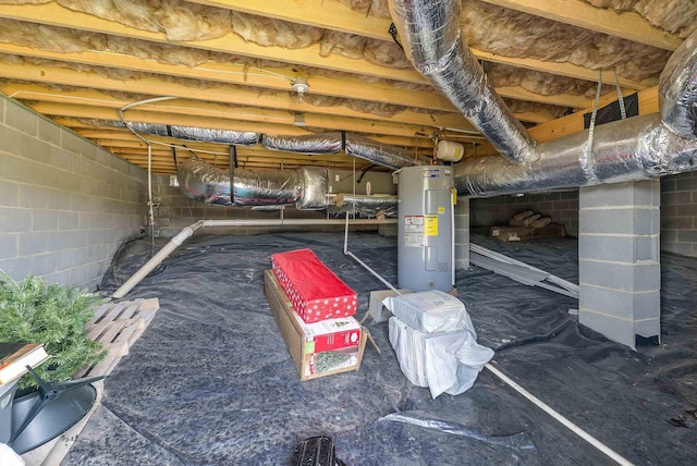324 Rustic Ave, Broadway, VA 22815 - inside crawl space with electric water heater and concrete block wall
