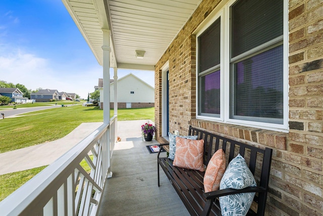 324 Rustic Ave, Broadway, VA 22815 - porch featuring a yard and a residential view