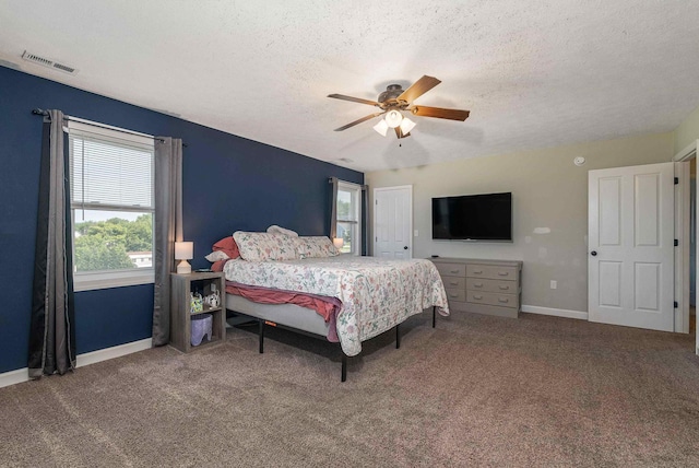324 Rustic Ave, Broadway, VA 22815 - carpeted bedroom featuring a textured ceiling, baseboards, and a ceiling fan