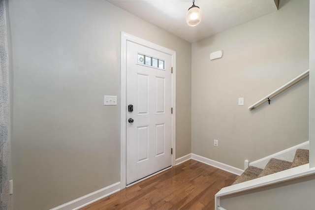 324 Rustic Ave, Broadway, VA 22815 - entryway with wood finished floors, baseboards, and stairway