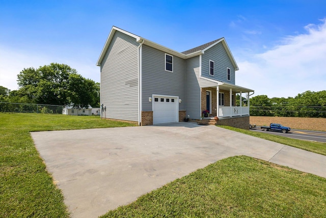 324 Rustic Ave, Broadway, VA 22815 - traditional home with covered porch, a garage, and concrete driveway