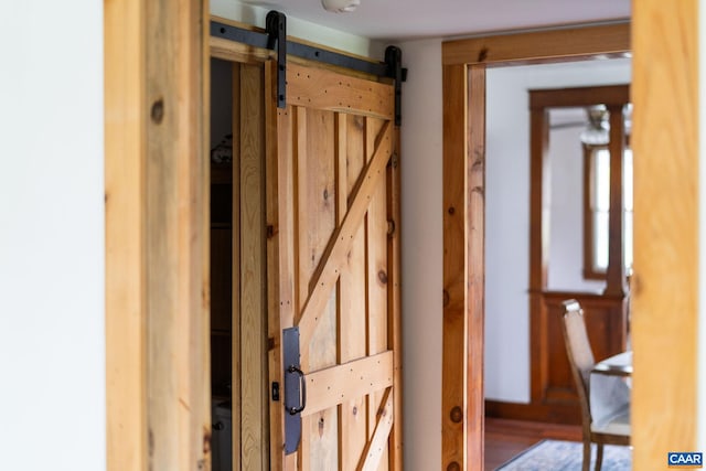 hallway with a barn door