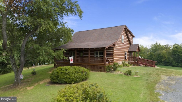 6403 Zachary Taylor Hwy, Culpeper, VA 22701 - view of front of home featuring a front lawn, roof with shingles, and a deck