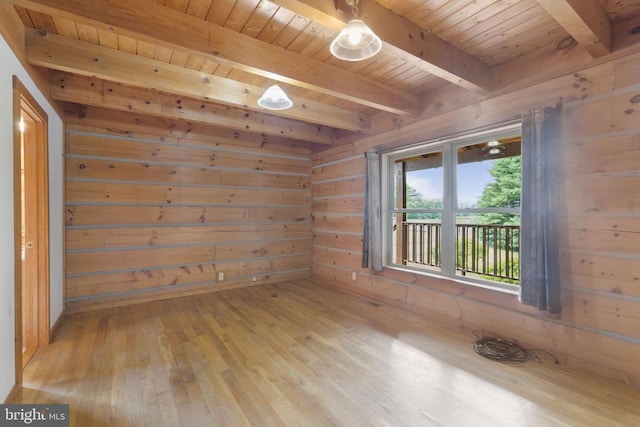 6403 Zachary Taylor Hwy, Culpeper, VA 22701 - unfurnished room with wooden ceiling, hardwood / wood-style flooring, beam ceiling, and wooden walls