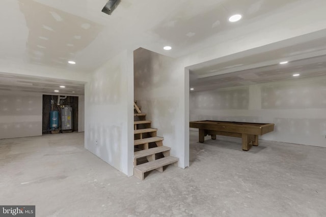 6403 Zachary Taylor Hwy, Culpeper, VA 22701 - finished below grade area with water heater, stairway, billiards table, and recessed lighting