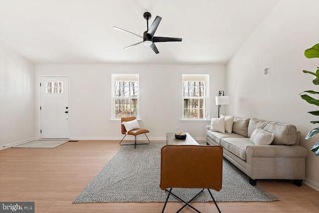 6000 Bills Rd, Mineral, VA 23117 - living room featuring ceiling fan, wood finished floors, and baseboards