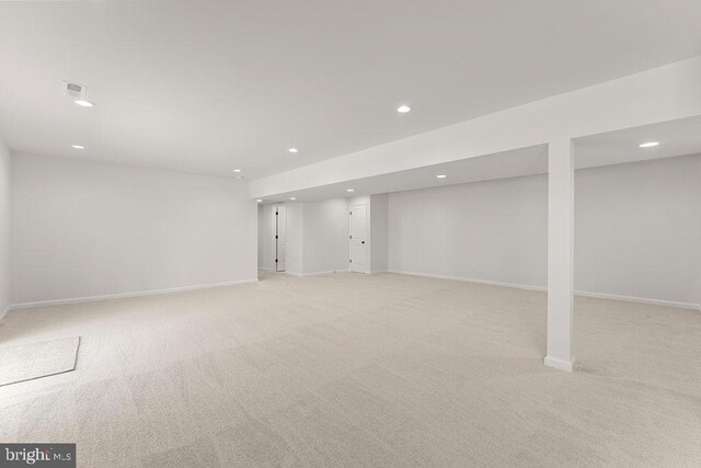 6000 Bills Rd, Mineral, VA 23117 - finished basement with light colored carpet, recessed lighting, and baseboards
