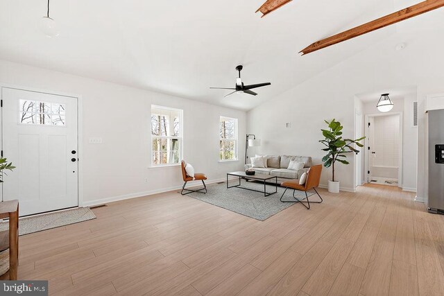 6000 Bills Rd, Mineral, VA 23117 - living room featuring ceiling fan, baseboards, and light wood-style flooring
