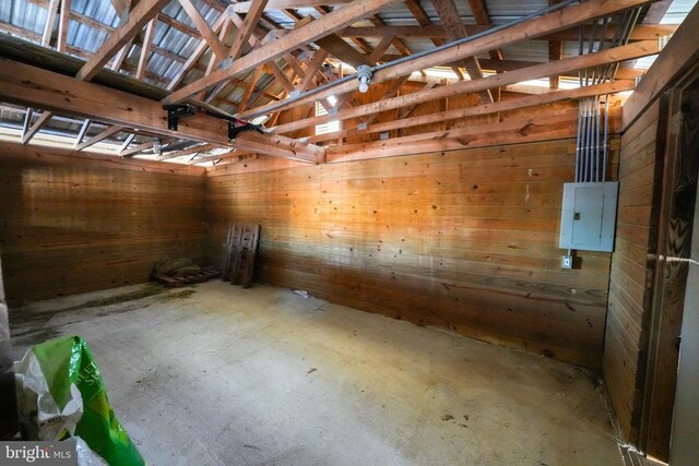 view of horse barn with electric panel