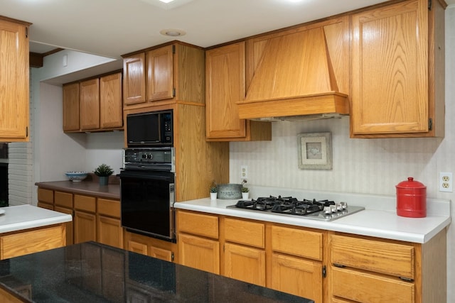 616 Lynn Ln, Waynesboro, VA 22980 - kitchen with black appliances and custom range hood