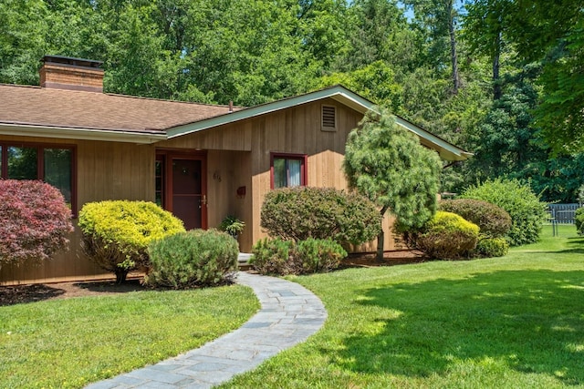 616 Lynn Ln, Waynesboro, VA 22980 - view of front of property with a front yard, a chimney, and a shingled roof