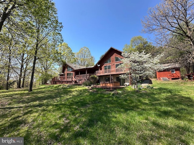 974 Cross Mountain Rd, Luray, VA 22835 - back of property featuring a yard and a deck