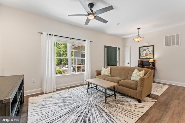 1315 Eastover Pkwy, Locust Grove, VA 22508 - living area with dark wood-type flooring and ceiling fan