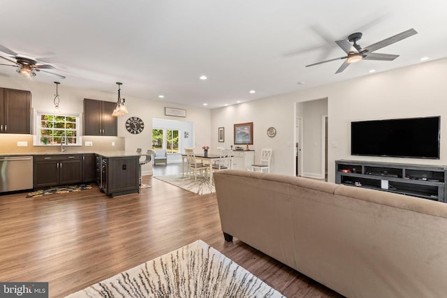 1315 Eastover Pkwy, Locust Grove, VA 22508 - living area with a ceiling fan, recessed lighting, and wood finished floors