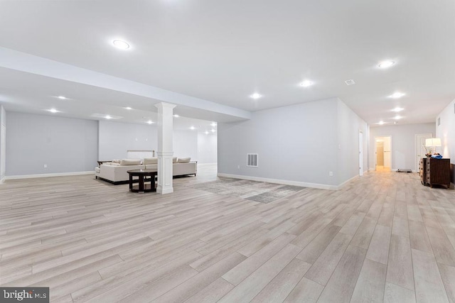 7308 Glenhaven Dr, Fredericksburg, VA 22407 - unfurnished living room featuring light wood-style floors and recessed lighting