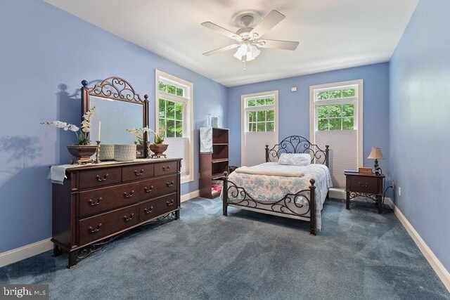 7308 Glenhaven Dr, Fredericksburg, VA 22407 - bedroom featuring dark carpet and a ceiling fan